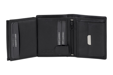 LEAS Mini Geldbörse mit Riegel extra dünn im Hochformat Echt-Leder, schwarz